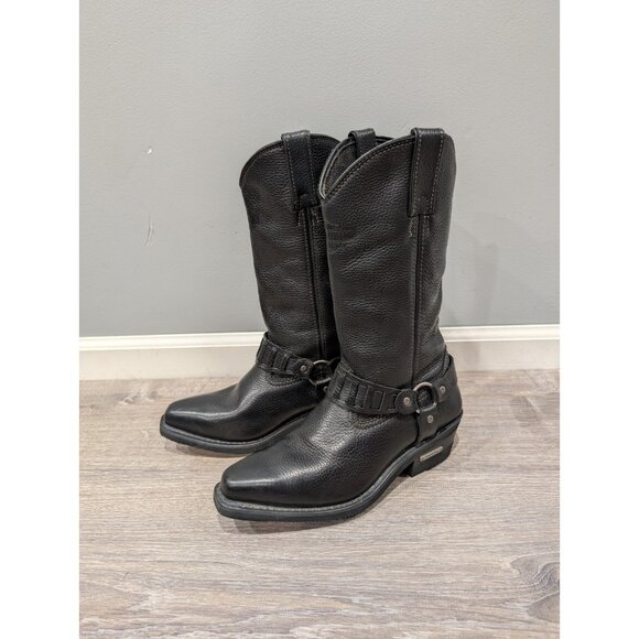 Harley Davidson Korsen Harness Boots Men’s Size 9 Black Pebbled Leather 81387 - Picture 1 of 16